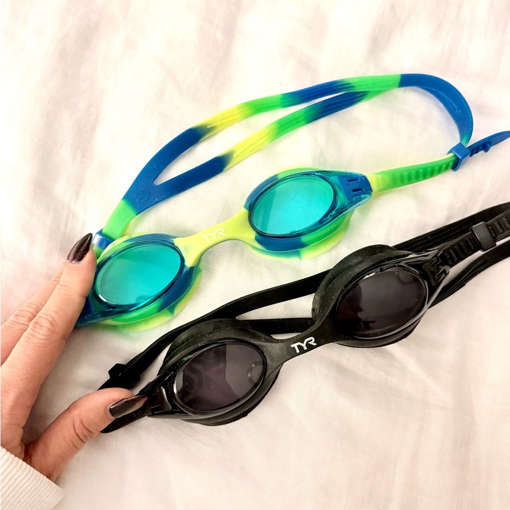 NWOT TYR Swim Goggles SET - Vibrant Blue/Green and Classic Black